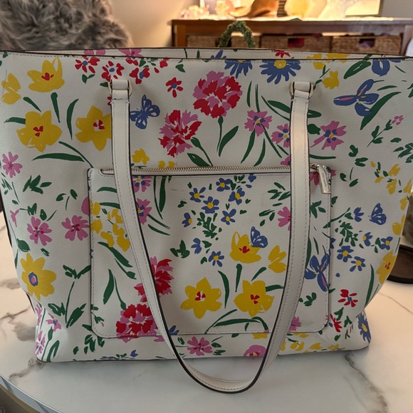 kate spade White Floral Tote with Multicolor Flowers - Picture 2 of 8